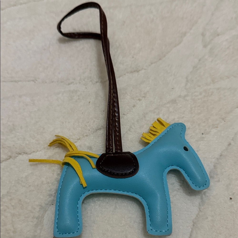 Blue Leather Horse Bag Charm